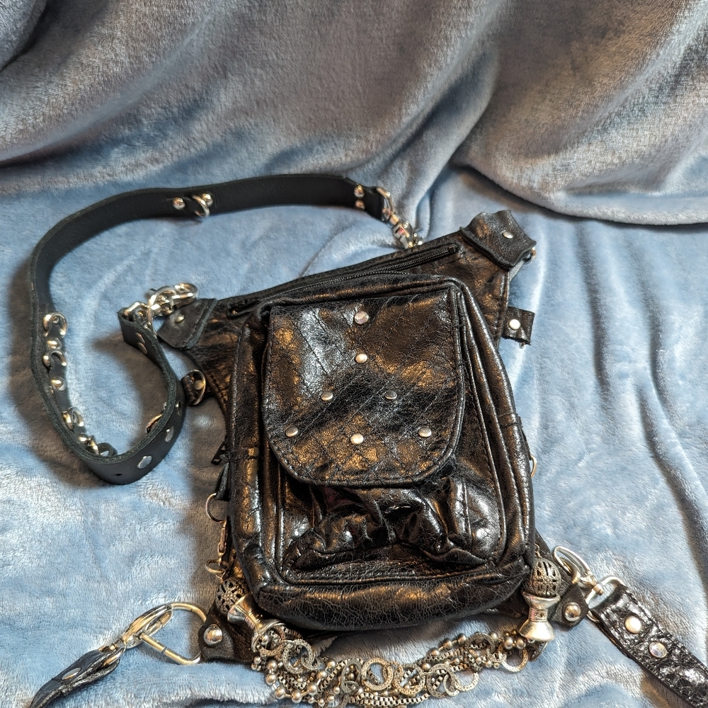 Steampunk, leather thigh purse